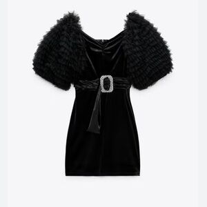 zara black one shoulder ruffle dress Taffeta One Shoulder Ruffle Bubble Mini Dress
